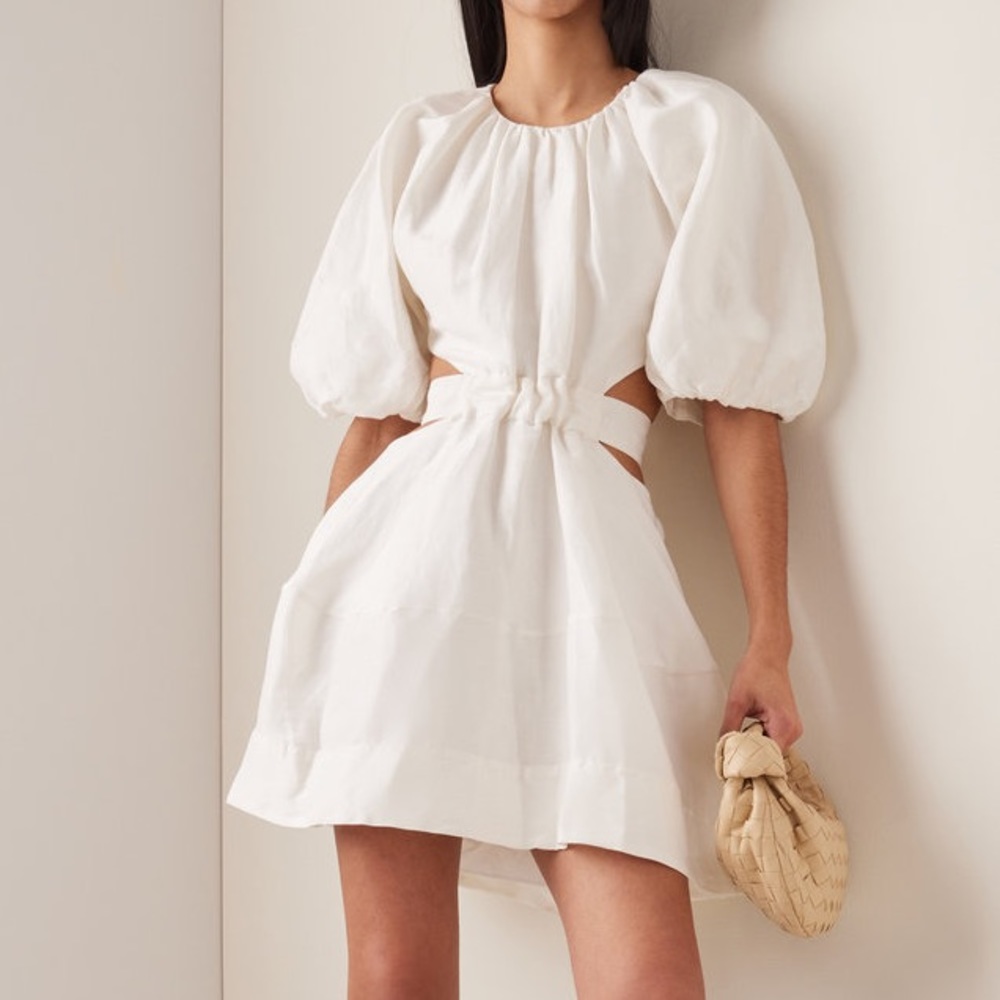 Aje Psychedelia Cutout Linen-Silk Mini Dress